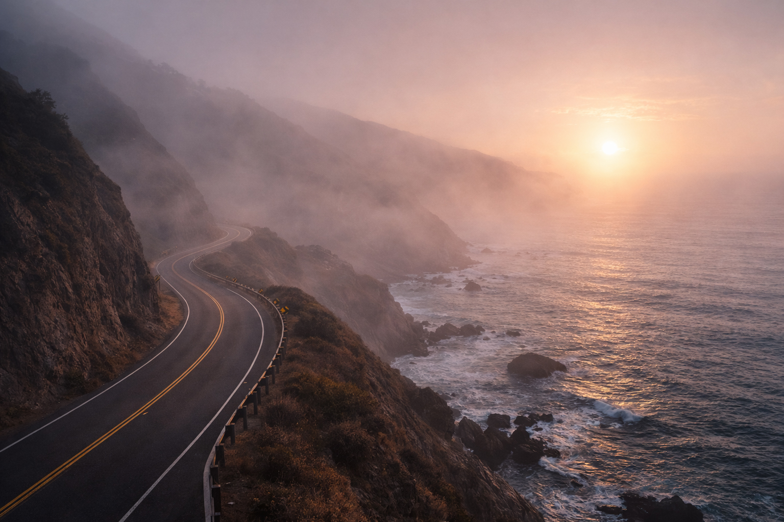 Half Moon Bay misty cliffside mood